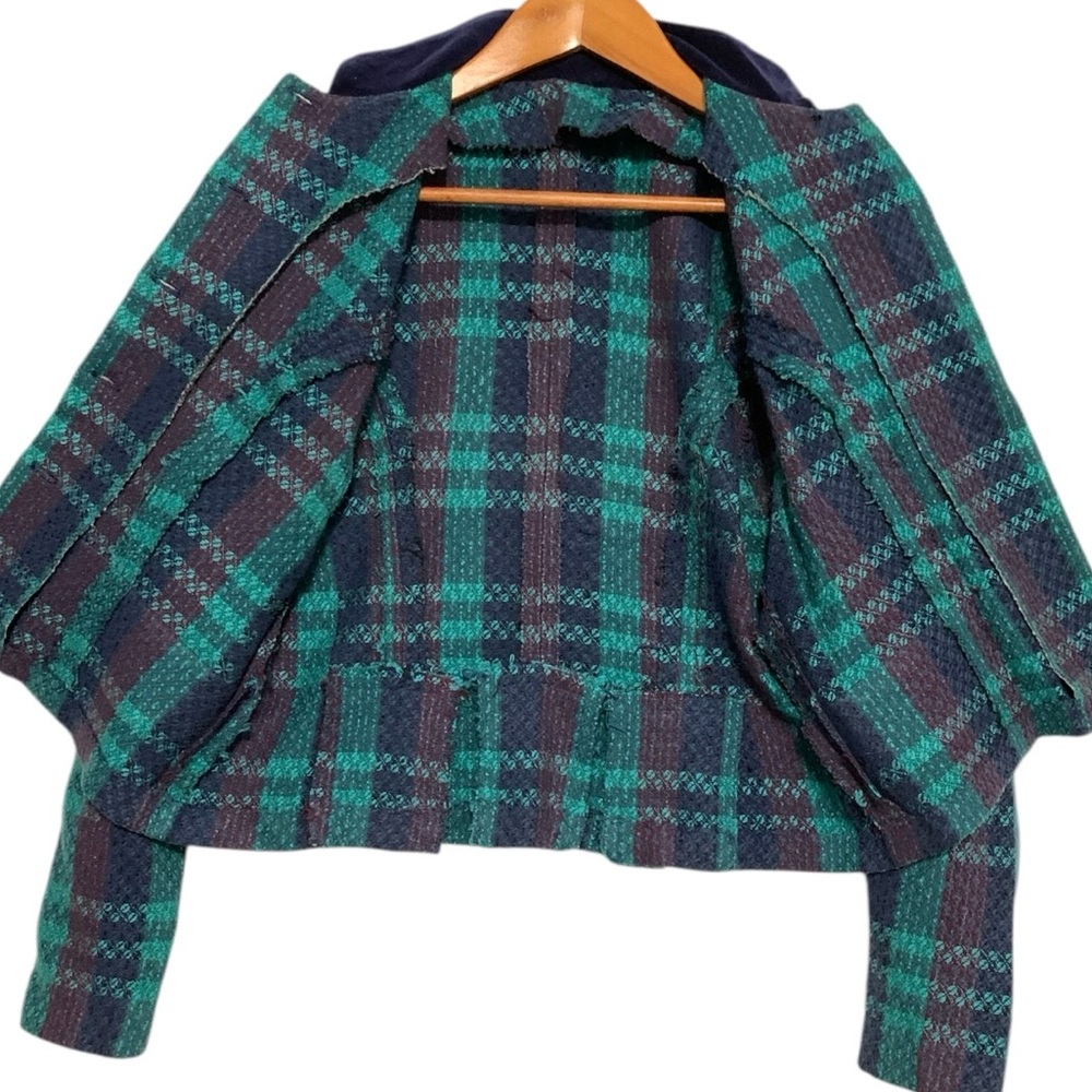 Vintage 80’s Handmade Plaid Tailored Cropped Jacket & A-Line Midi Skirt Set - Picture 11 of 16